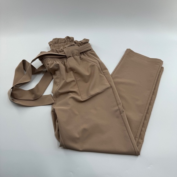 Grace Karin Pants - Grace Karin Women’s Beige Paperbag Waist Work Pants Tie Waist Size Large